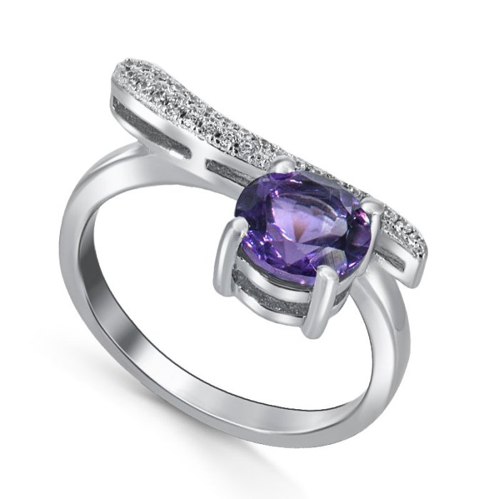 Кольцо Серебряные крылья (Арт.21knys985-155_ametist_kubcirkonii_30)