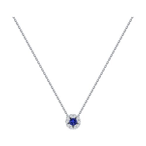 Колье из белого золота с бриллиантами и сапфиром (Арт.52-270-01768-1)