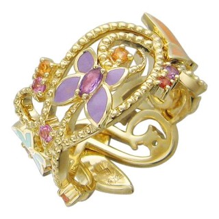 Кольцо золото с сапфиром и эмалью «Lakshmi Blossom» Estet (арт.01К546111Э-1)