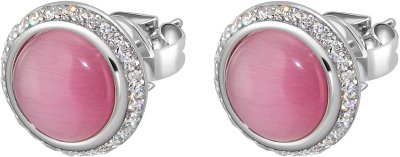 Серьги из серебра с кошачим глазом и куб. цирконием (Арт.fgs-1-8-h-31-s)