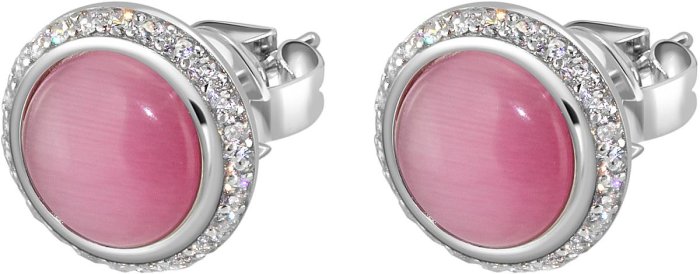 Серьги из серебра с кошачим глазом и куб. цирконием (Арт.fgs-1-8-h-31-s)