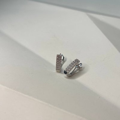 Серьги с фианитами «Стиль города» из белого золота Estet (арт.01С1214584)