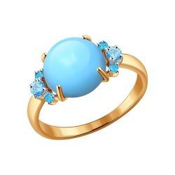 Кольцо золотое пробы 585 с бирюзой (Арт.714097)