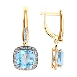 Серьги золотые пробы 585 с топазом (Арт.72-00336)