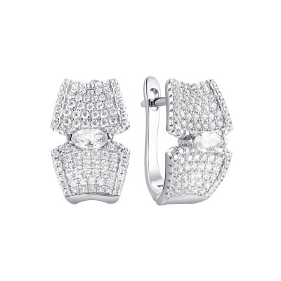 Серьги серебряные с фианитами «Caviar Shine» Fresh Jewelry (арт.CZ-E01212-X-W-W-X-W)