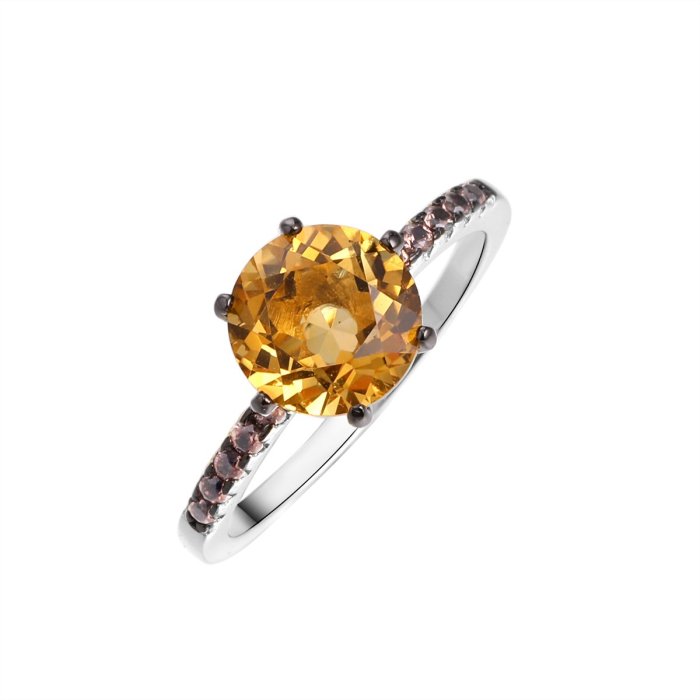 Кольцо из серебра с цитрином (Арт.cz-r00573-x-wb-ys-x-br)