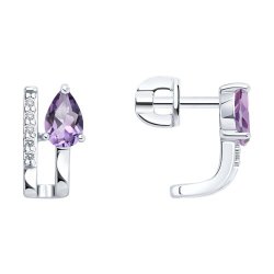 Серьги из серебра с аметистами и фианитами (Арт.92025325)