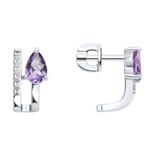 Серьги из серебра с аметистами и фианитами (Арт.92025325)