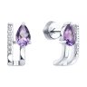Серьги из серебра с аметистами и фианитами (Арт.92025325)