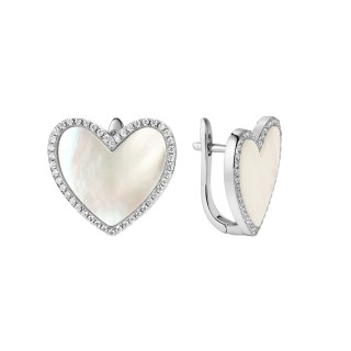 Серьги серебряные с жемчугом и фианитами «Heart Glow» Fresh Jewelry (арт.PI-E02679-X-W-PN-X-W)