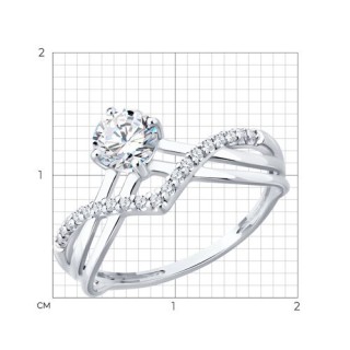 Кольцо из серебра с фианитом «Сияние линий» Соколов (арт.94-110-00043-1)