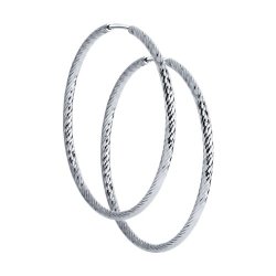 Серьги конго из серебра с алмазной гранью (Арт.94140003)