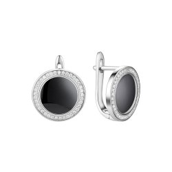 Серьги из серебра с керамикой и фианитом (Арт.tc-e01332-b-w-x-x-w)