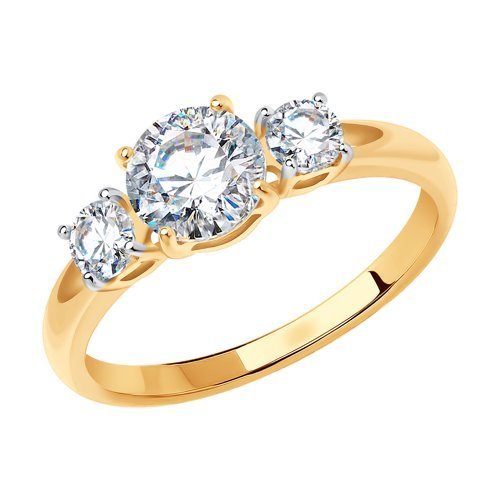 Помолвочное кольцо из золота с фианитами (Арт.81010186)