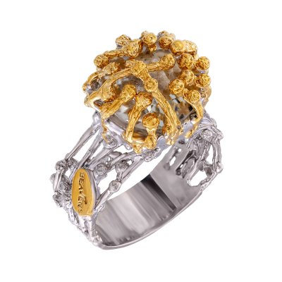 Серебряное кольцо BEAVERS с зеленым аметистом 1132az