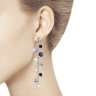 Серьги из серебра с содалитом и синтетическим жемчугом (Арт.83020167)