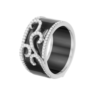 Кольцо из серебра с керамикой и куб. цирконием «Ceramic Grace» Fresh Jewelry (арт.TC-R00862-B-W-X-X-W)