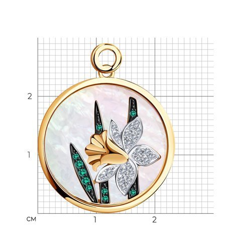 Подвеска из золота с миксом драгоценных камней и перламутром (Арт.1030820)