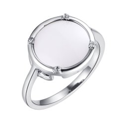 Кольцо из серебра с керамикой и фианитом (Арт.tc-r01385-w-w-x-x-w)
