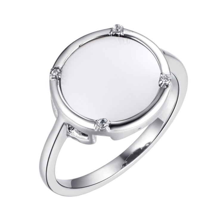 Кольцо из серебра с керамикой и фианитом (Арт.tc-r01385-w-w-x-x-w)