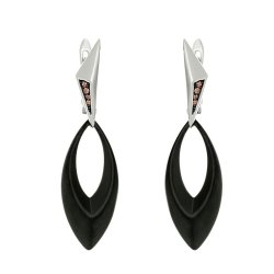 Серьги из серебра с керамикой и куб. цирконием (Арт.tm-e01083-b-wb-x-x-db)