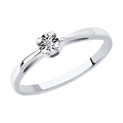 Кольцо из серебра с бриллиантом (Арт.87010047)