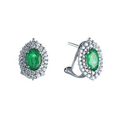 Серьги из белого золота с бриллиантом и изумрудом (Арт.kj0040ce-w_e_em_wg)