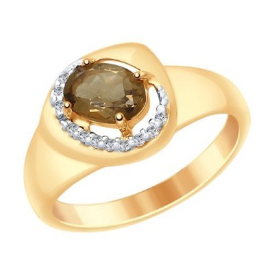 Кольцо из серебра с раухтопазом и фианитами (Арт.92011652)