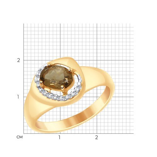 Кольцо из серебра с раухтопазом и фианитами (Арт.92011652)