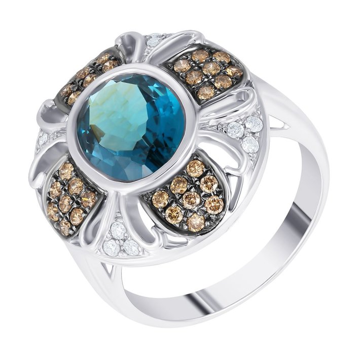 Кольцо из белого золота с бриллиантом и топазом (Арт.mr29176k-5_ko_dn_lt_wg)