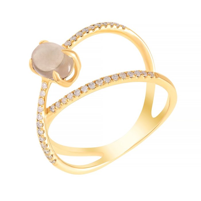 Кольцо из золота с бриллиантом и раухтопазом (Арт.mr89520-wd-smq-rg_ko_sq_pink)