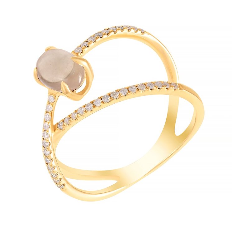 Кольцо из золота с бриллиантом и раухтопазом (Арт.mr89520-wd-smq-rg_ko_sq_pink) Кольцо из золота с бриллиантом и раухтопазом (Арт.mr89520-wd-smq-rg_ko_sq_pink)