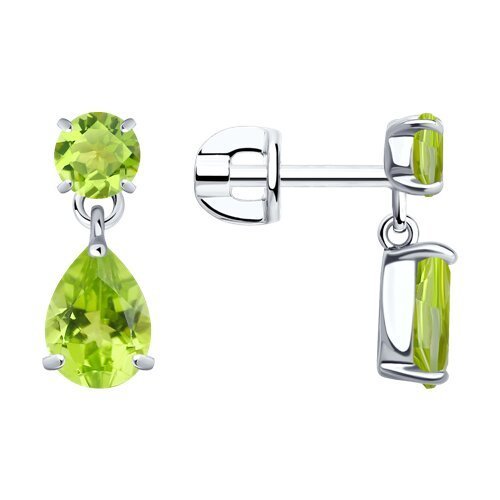 Серьги из серебра с хризолитами (Арт.92022558)