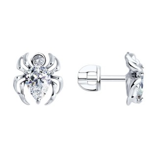Серьги из серебра с фианитами «Паучья искра» Соколов (арт.94026650)