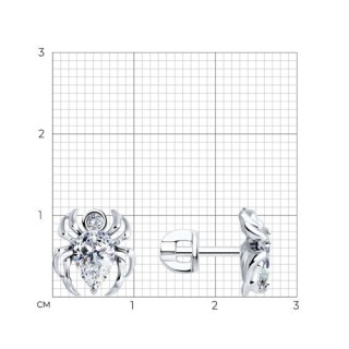 Серьги из серебра с фианитами «Паучья искра» Соколов (арт.94026650)