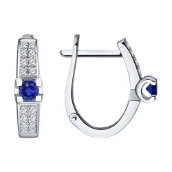 Серьги из белого золота с бриллиантами и сапфирами (Арт.2021073-3)