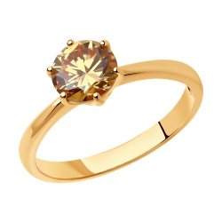 Кольцо из золочёного серебра с фианитом (Арт.93-110-01633-2)