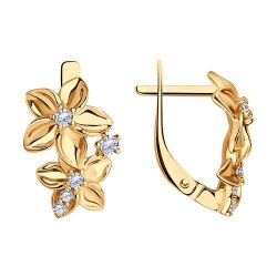 Серьги из золочёного серебра с фианитами (Арт.93-120-01635-1)