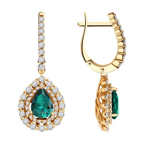 Серьги из золота с бриллиантами и изумрудами (Арт.3020560)