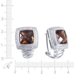 Серьги из белого золота с бриллиантом и раухтопазом (Арт.d680stc4w_sq_wg)