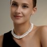 Колье из серебра с синтетическим жемчугом и фианитами (Арт.94071392)