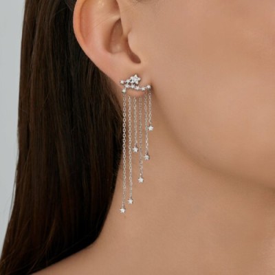 Серьги из серебра с фианитами «Каскад Сияния» Соколов (арт.9417-0380)