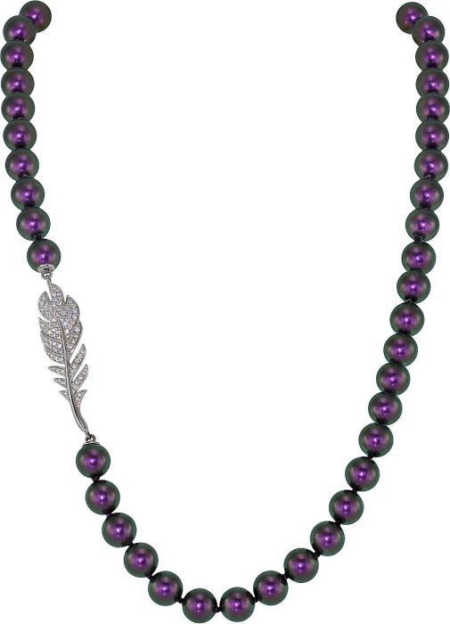 Ожерелье из серебра с жемчугом и куб. цирконием (Арт.27l-p36-s-19)