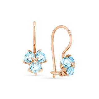 Серьги золото с топазом swiss «Голубой Клевер» Magic Stones (арт.09-1-021-1300-010)