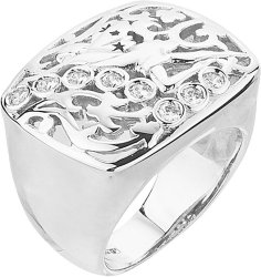 Кольцо из серебра с куб. цирконием и эмалью Русские Самоцветы (Арт.7000663_11_08_054)
