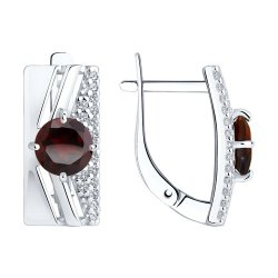 Серьги из серебра с гранатами и фианитами (Арт.94-320-00788-2)
