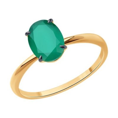 Кольцо золото 585 с агатом «Изумрудная Легкость» Соколов (арт.51-310-01929-6)