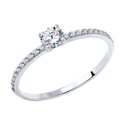 Кольцо из белого золота с фианитами (Арт.019096-3)