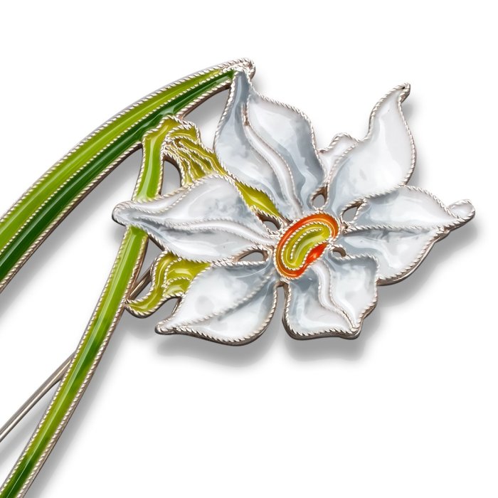 Брошь из серебра Т.Полякова "Нарцисс поэтический" (Арт.41485)