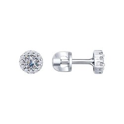 Серьги-пусеты из серебра с фианитами (Арт.94021887)
